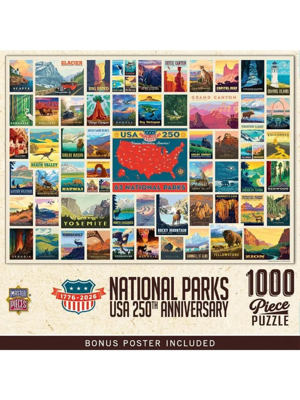 1000 Piece Jigsaw Puzzle - National Parks 250th Anniversary for Family & Adults